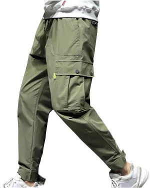 Men Trail Hiking Pants Drawstring Cargo Pants Trekking Pants Ripstop Tactical Pants Plus Size Commuter Pants