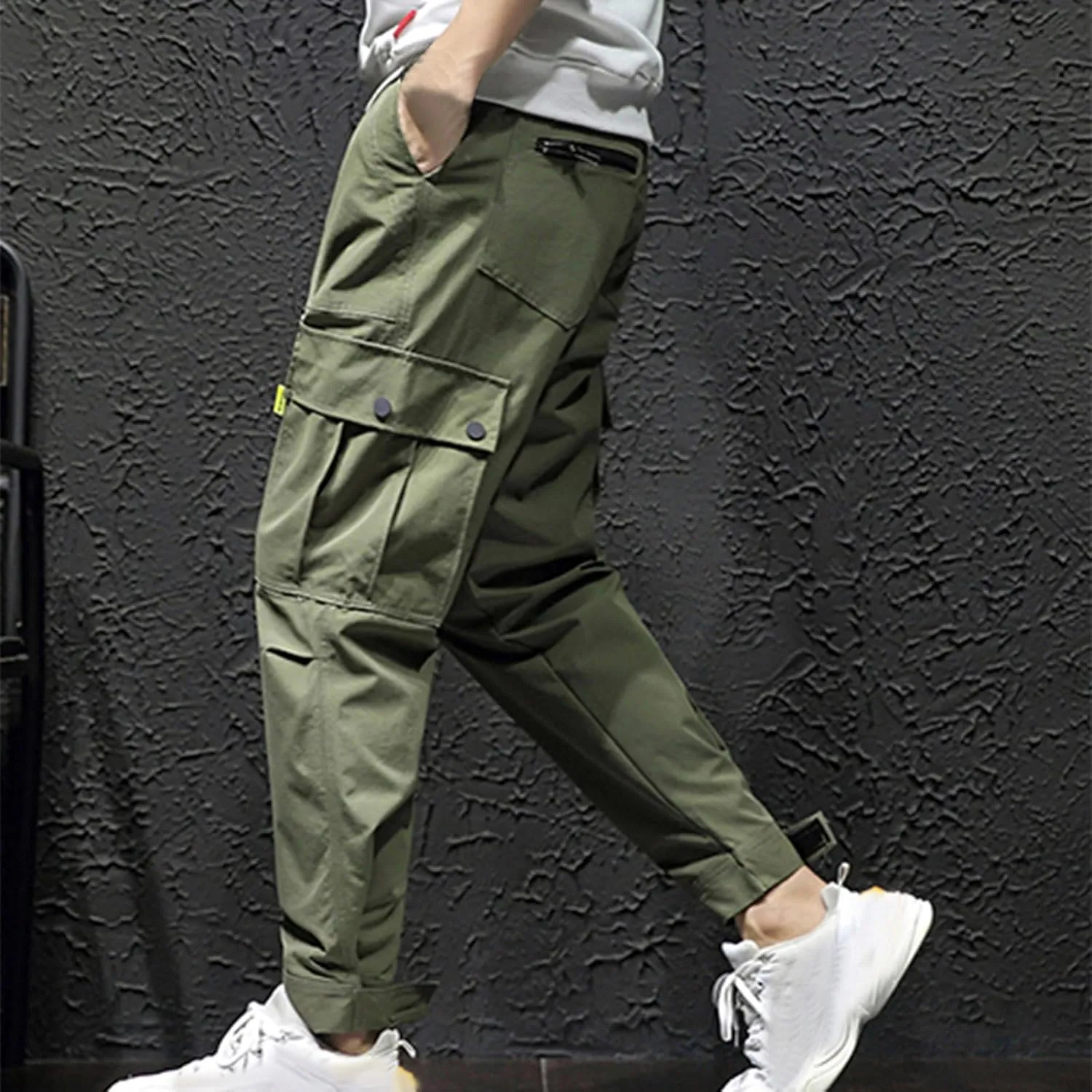 Men Trail Hiking Pants Drawstring Cargo Pants Trekking Pants Ripstop Tactical Pants Plus Size Commuter Pants