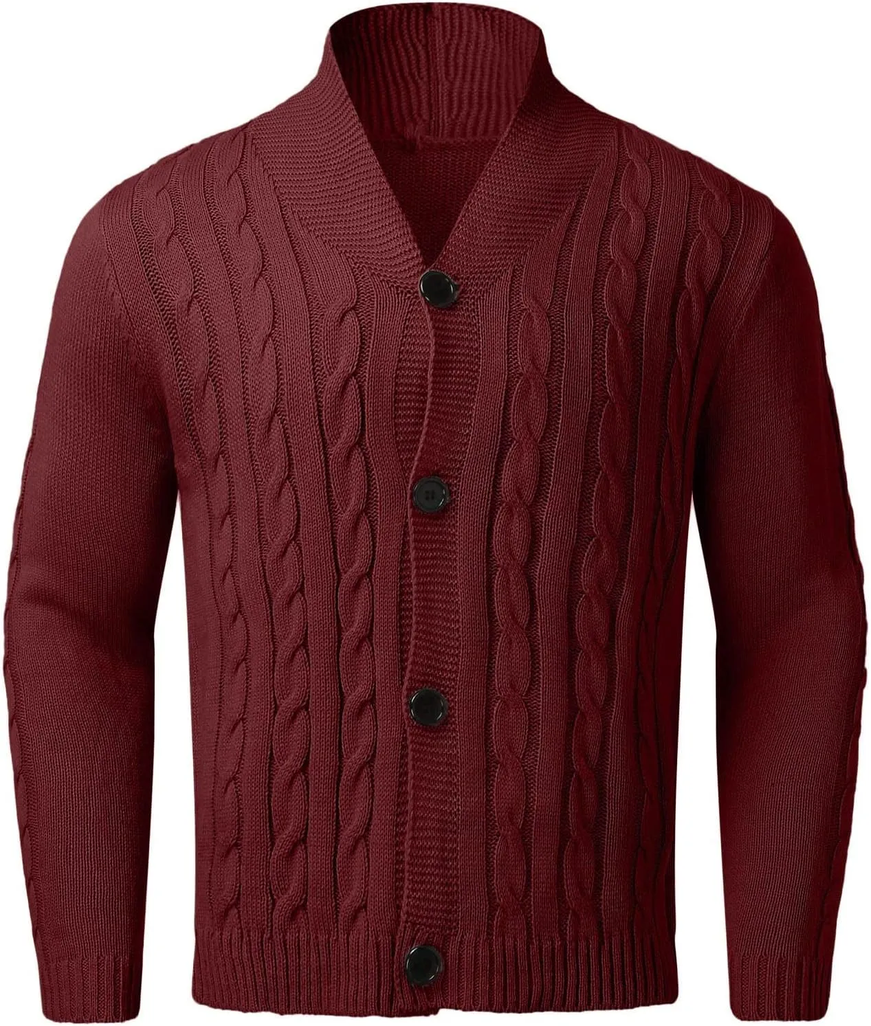 Mens Cable Knit Cardigan Sweater Shawl Loose Fit Long Sleeve Casual Cardigans Jacket Long for Men