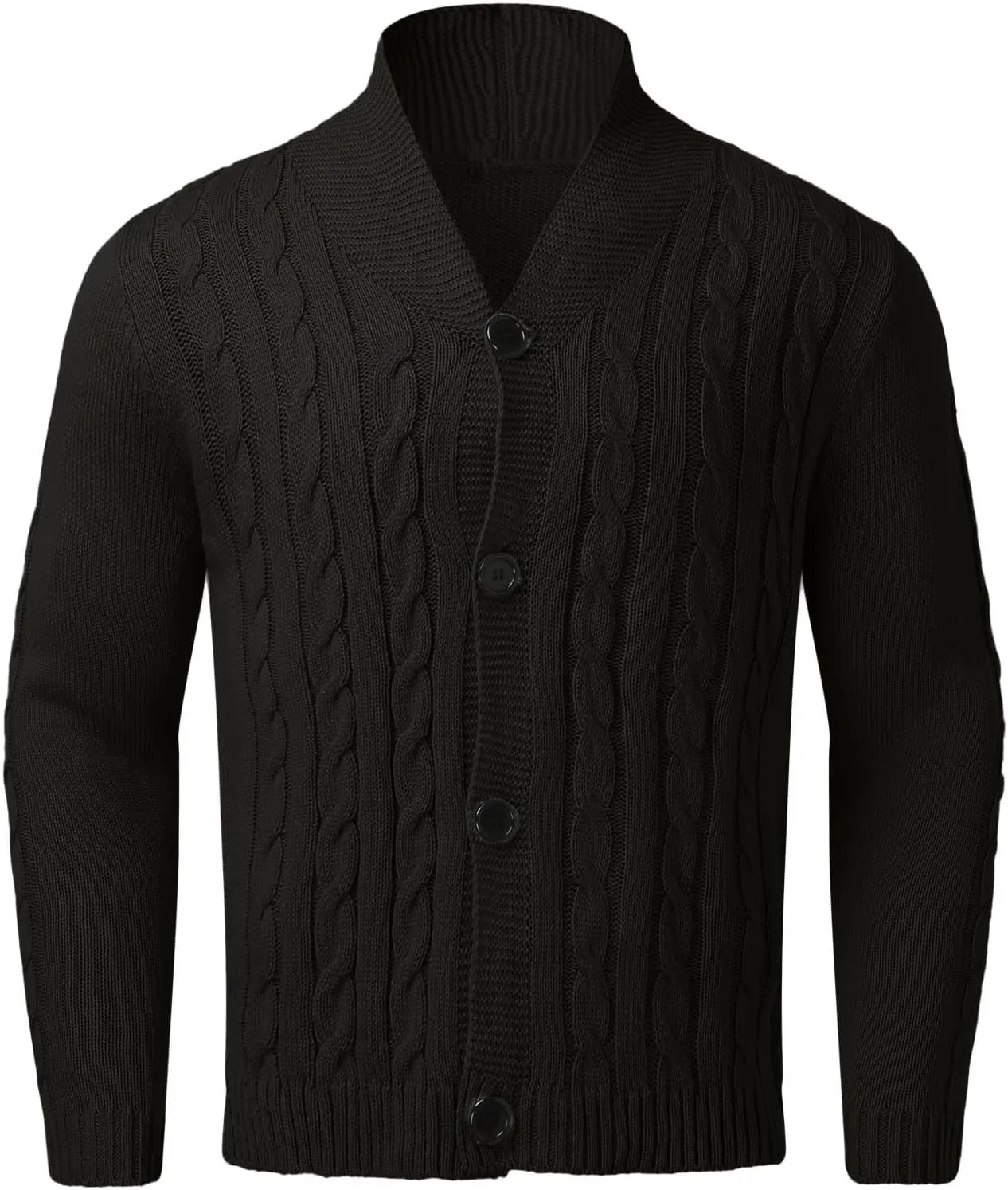 Mens Cable Knit Cardigan Sweater Shawl Loose Fit Long Sleeve Casual Cardigans Jacket Long for Men