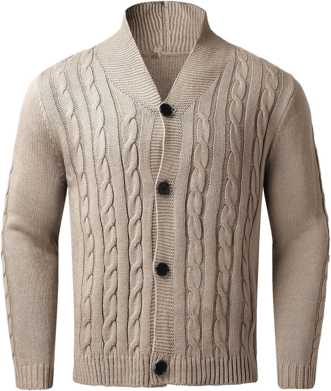 Mens Cable Knit Cardigan Sweater Shawl Loose Fit Long Sleeve Casual Cardigans Jacket Long for Men