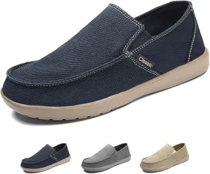 Men's Canvas Slip On Lightweight Loafers with Arch Support Comfortable Non-Slip Orthopedic Walking Boat Shoes Casual Breathable Flat Sneakers