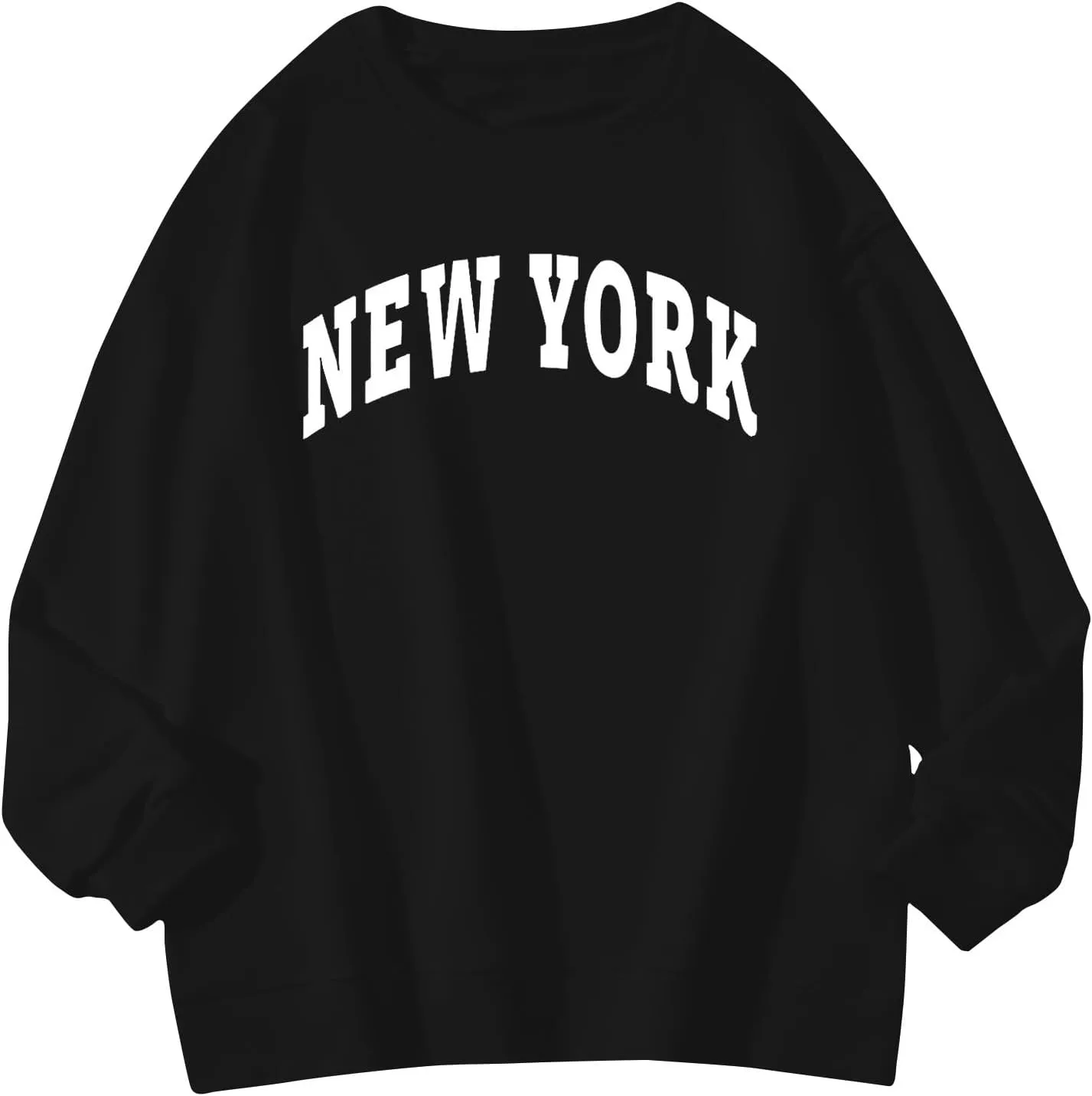 Men's Letter Graphic Print Pullover Crewneck New York Sweatshirt Casual Long Sleeve Tops Oversized Streetwear