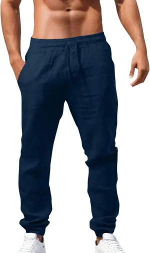 Men's Loose Breathable Pants Casual Pants Mens Fashion Casual Cotton Pants Sports Pants Outdoor Pants with Pockets