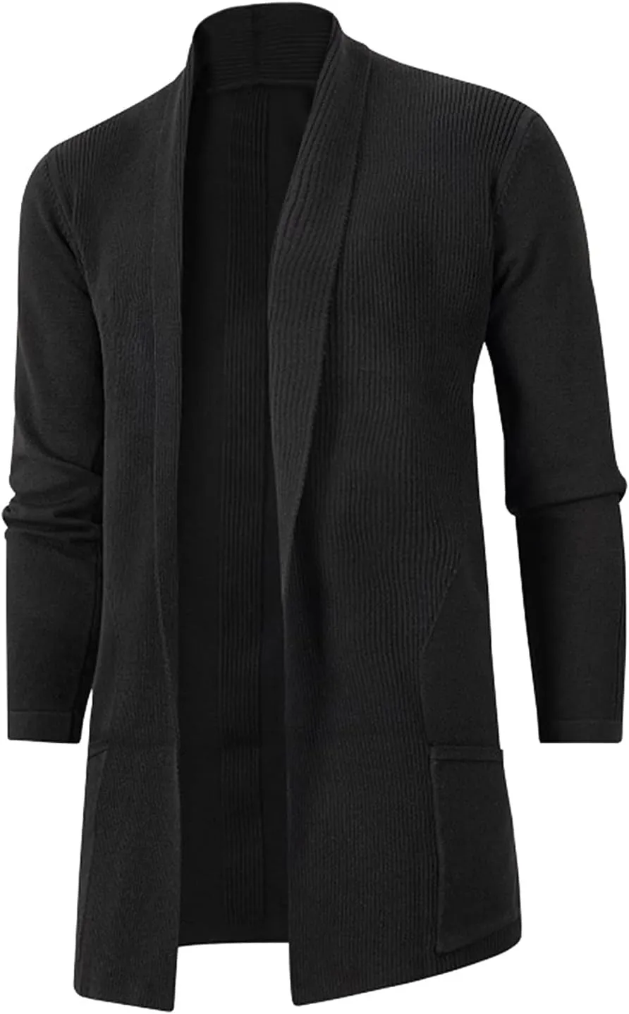 Men's Mid Length Slim Windbreaker Men's Knitwear Large Size Cardigan Jacket Mens Casual Sweater Mens Cardigan