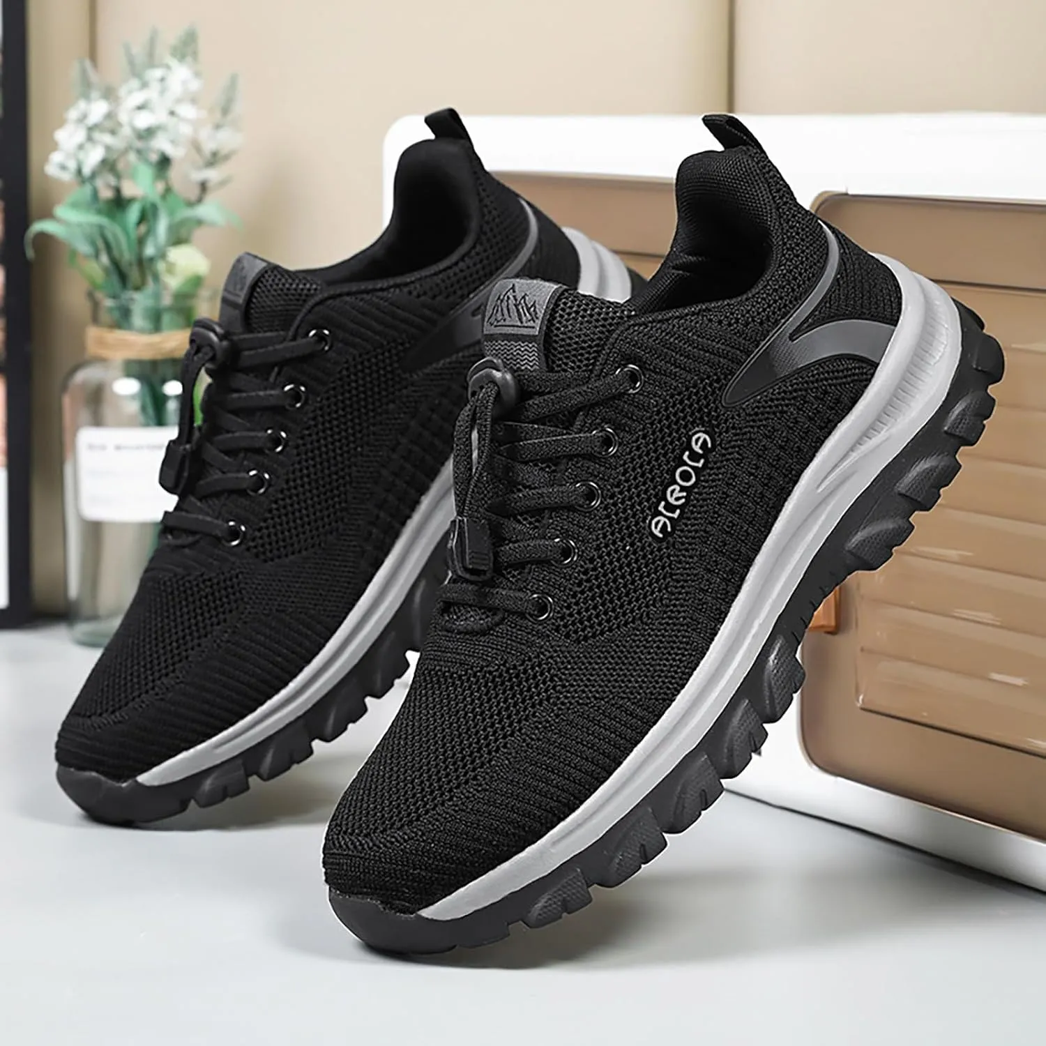 Men's Slip on Walking Shoes Comfortable Memory Foam Breathable Mesh Fashion Sneakers Non Slip Arch Support Cushioning Workout Tennis Shoes Wide Width