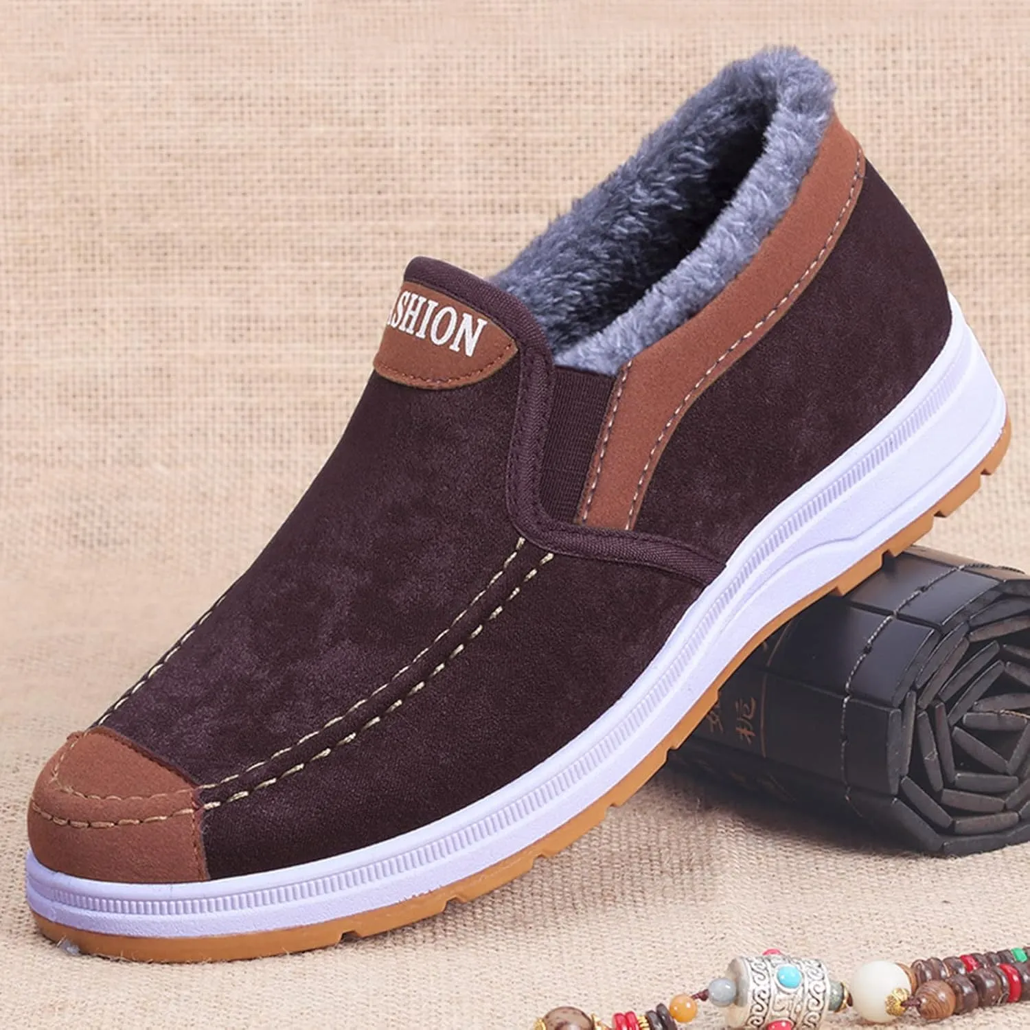 Mens Snow Shoes Pull-on Winter Walking Shoes Wide Toe Box Warm Ankle Boots aterproof Work Boots For Men