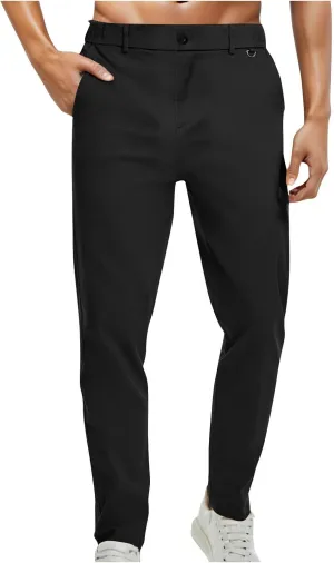 Men's Straight Leg Dress Pants Formal Slim Fit Trousers Stretch Office Comfortable Tailored Workwear Business Casual