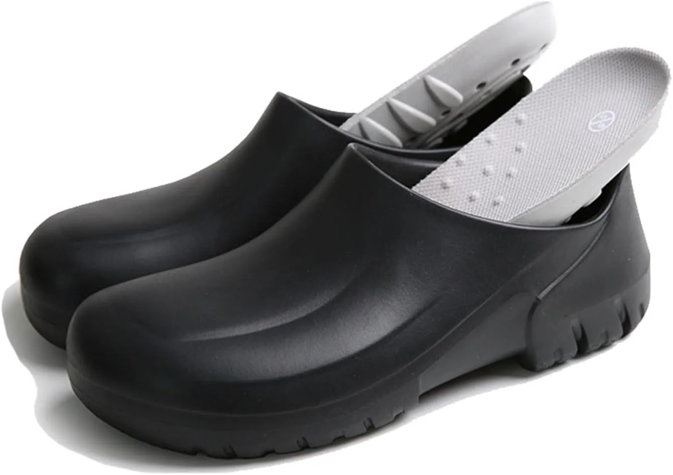 Men's Wide Anti-Slip Chef Shoes, Slip-On EVA Waterproof Oil Resistant Chef Work Shoes for Men, Lightweight Thick Bottom Food Service Shock Absorbing Clog, for Chef, Nurse, Garden