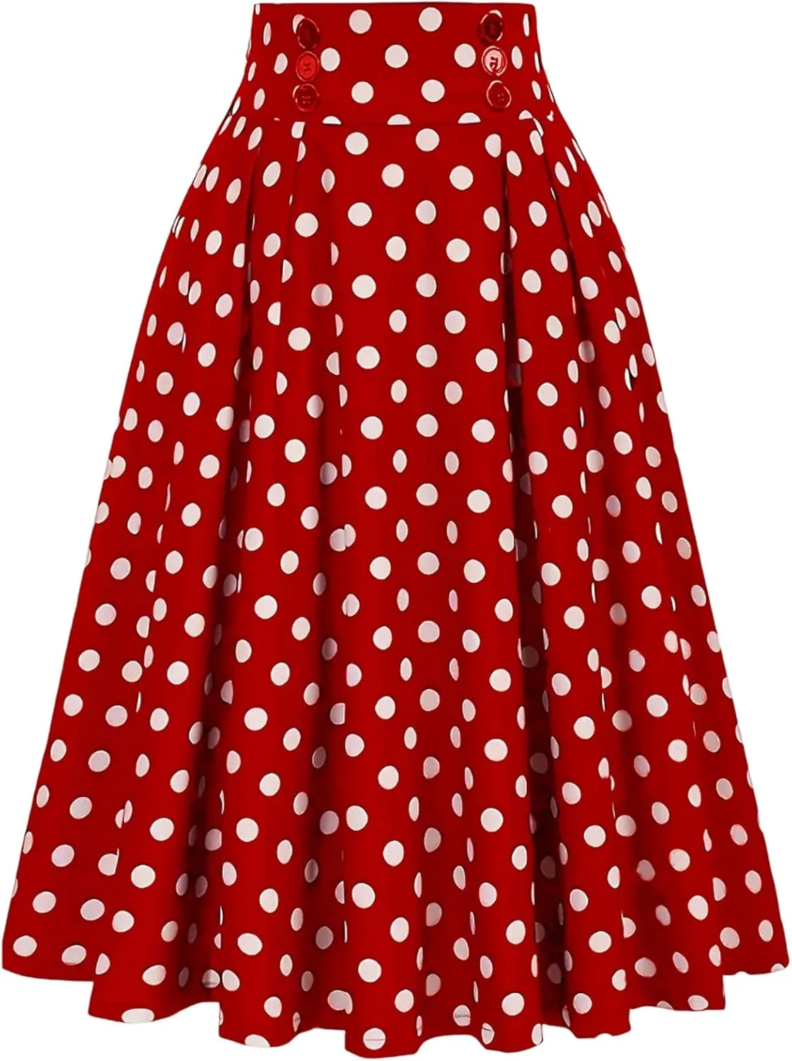 Midi Skirts for Women Elegant Vintage Button Elastic High Waisted Skirts Dressy Casual Pleated A Line Work Skirts