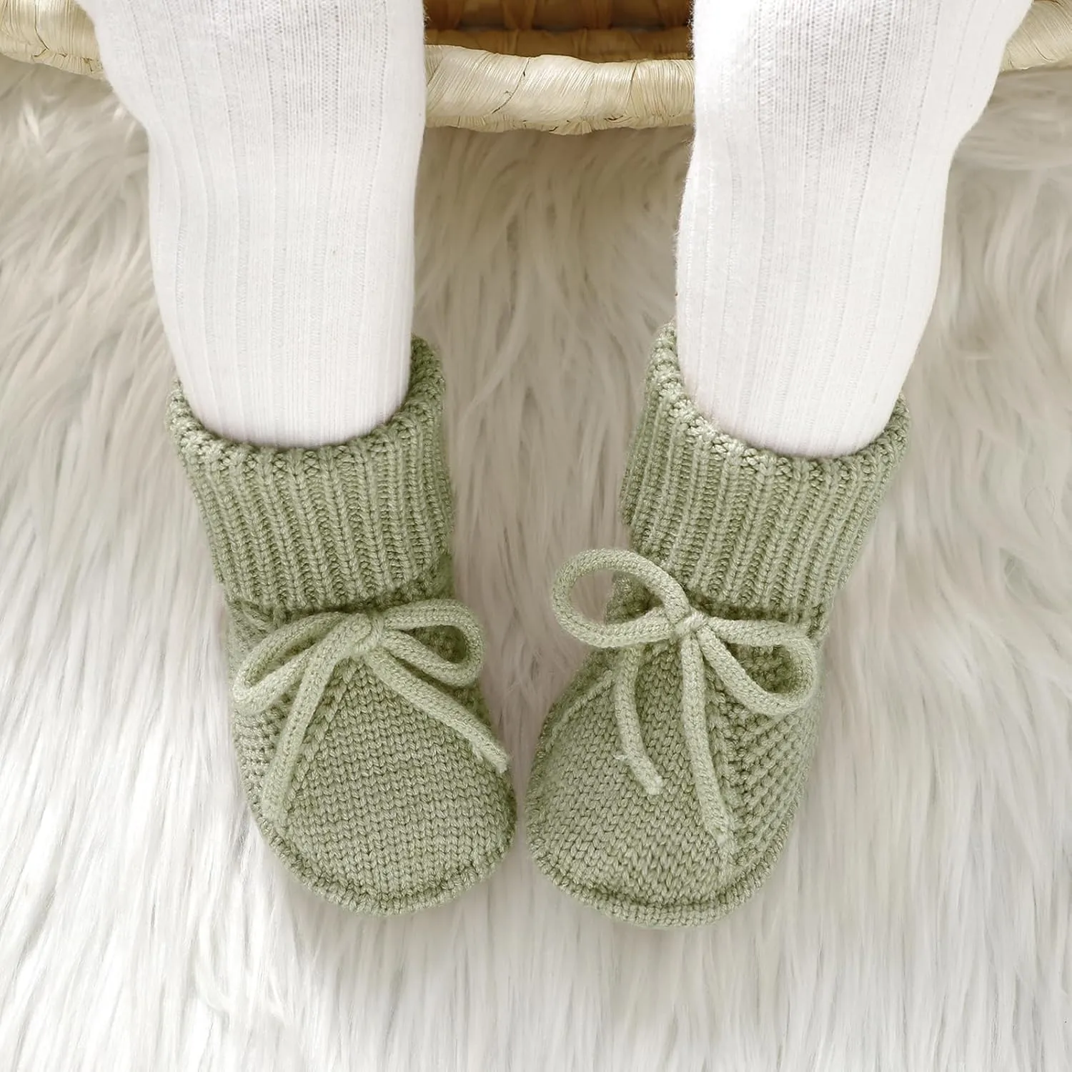 mimixiong Baby Booties Newborn Infant Sock Shoes Hand Knitted Boy and Girl Cozy Shoes