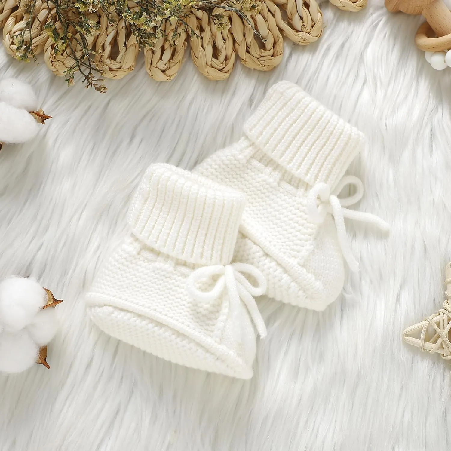 mimixiong Baby Booties Newborn Infant Sock Shoes Hand Knitted Boy and Girl Cozy Shoes