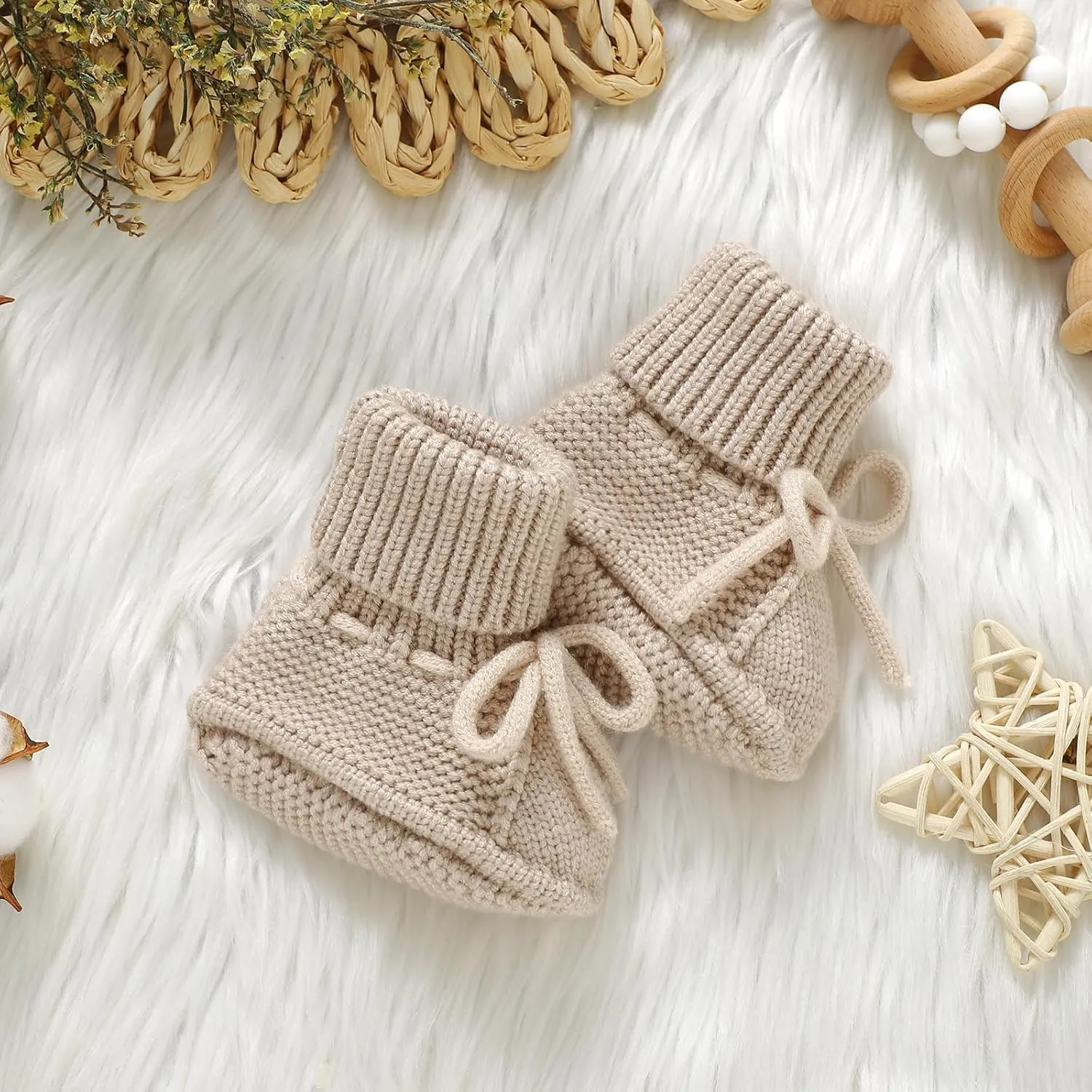 mimixiong Baby Booties Newborn Infant Sock Shoes Hand Knitted Boy and Girl Cozy Shoes