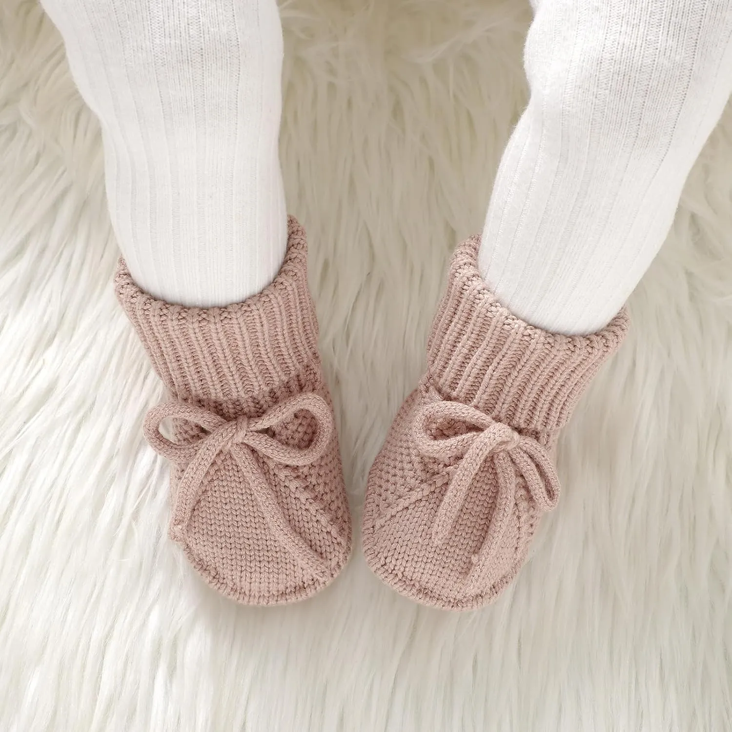 mimixiong Baby Booties Newborn Infant Sock Shoes Hand Knitted Boy and Girl Cozy Shoes