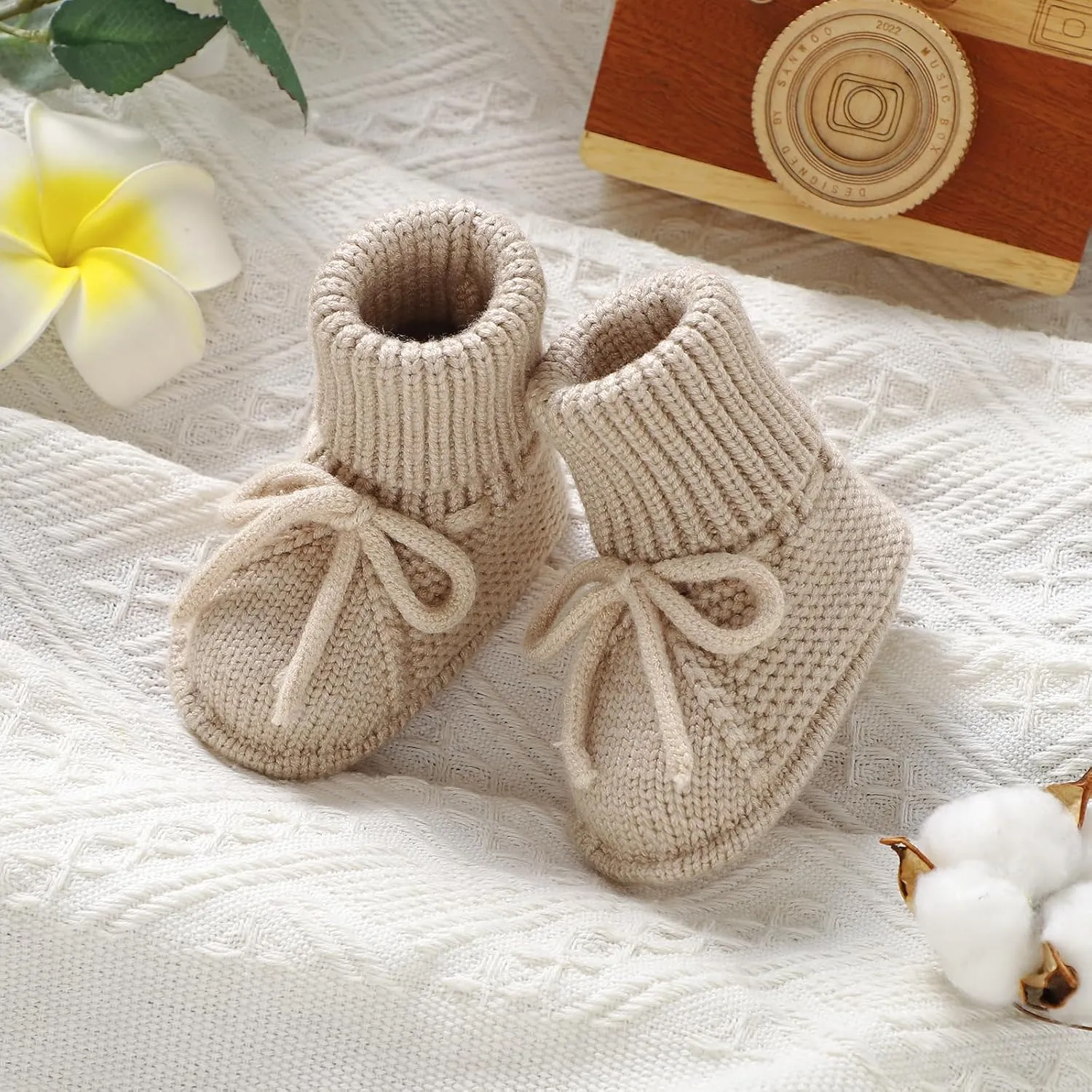 mimixiong Baby Booties Newborn Infant Sock Shoes Hand Knitted Boy and Girl Cozy Shoes