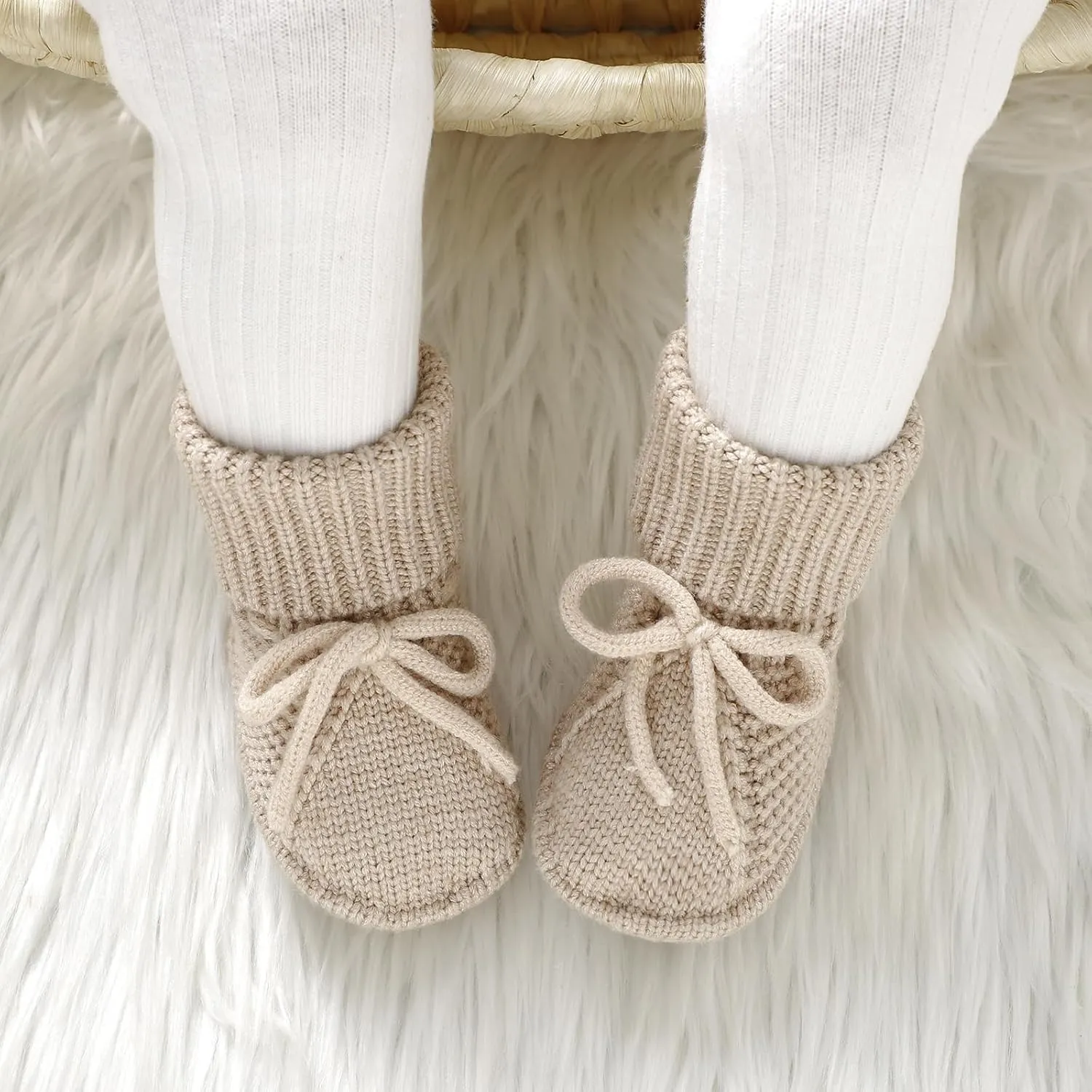 mimixiong Baby Booties Newborn Infant Sock Shoes Hand Knitted Boy and Girl Cozy Shoes