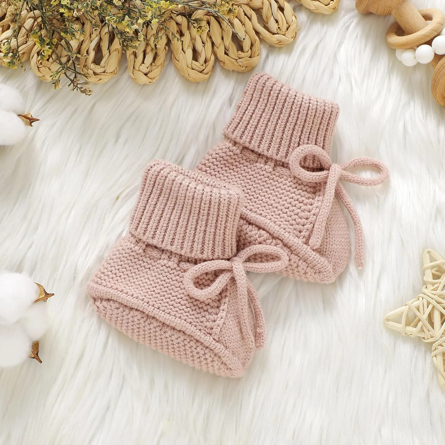 mimixiong Baby Booties Newborn Infant Sock Shoes Hand Knitted Boy and Girl Cozy Shoes