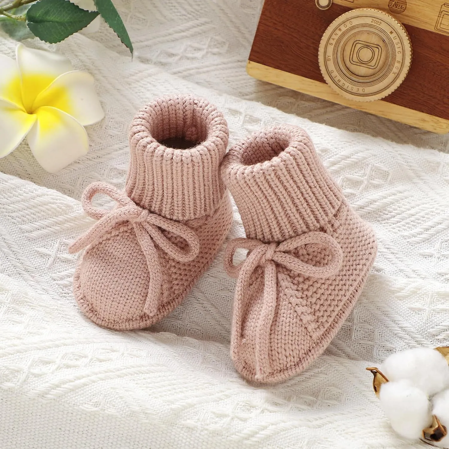 mimixiong Baby Booties Newborn Infant Sock Shoes Hand Knitted Boy and Girl Cozy Shoes