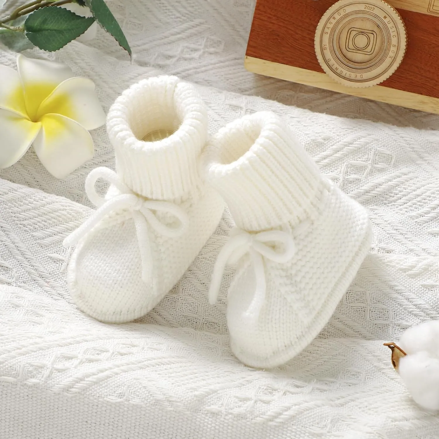 mimixiong Baby Booties Newborn Infant Sock Shoes Hand Knitted Boy and Girl Cozy Shoes