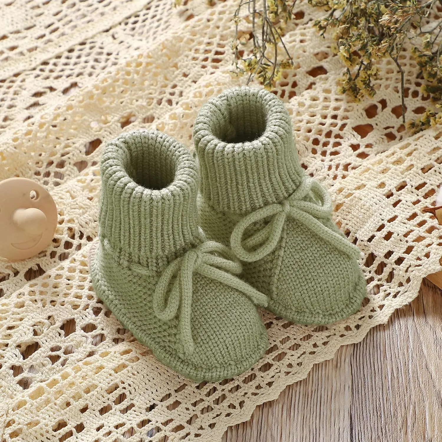 mimixiong Baby Booties Newborn Infant Sock Shoes Hand Knitted Boy and Girl Cozy Shoes