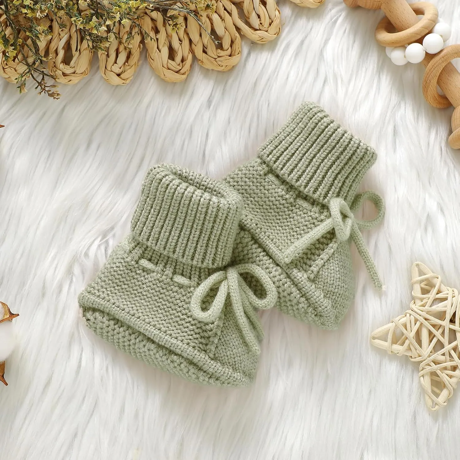 mimixiong Baby Booties Newborn Infant Sock Shoes Hand Knitted Boy and Girl Cozy Shoes