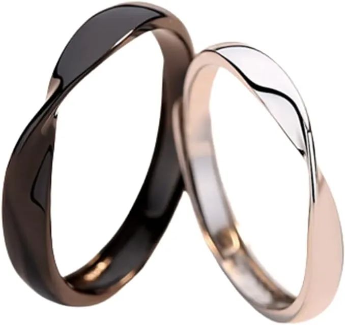 Mobius Twist Ring Geometric Adjustable Couple Twist Ring for Women Men's Valentine's Day Jewelry 2pcs