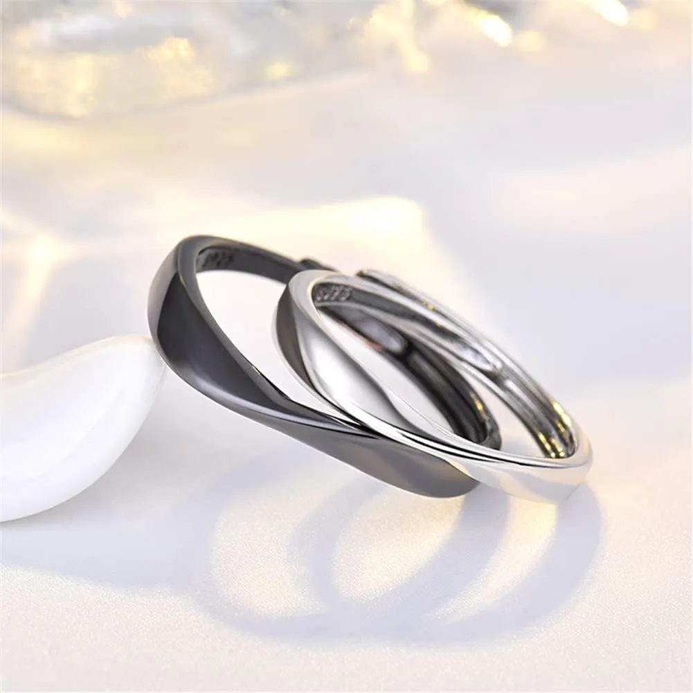 Mobius Twist Ring Geometric Adjustable Couple Twist Ring for Women Men's Valentine's Day Jewelry 2pcs