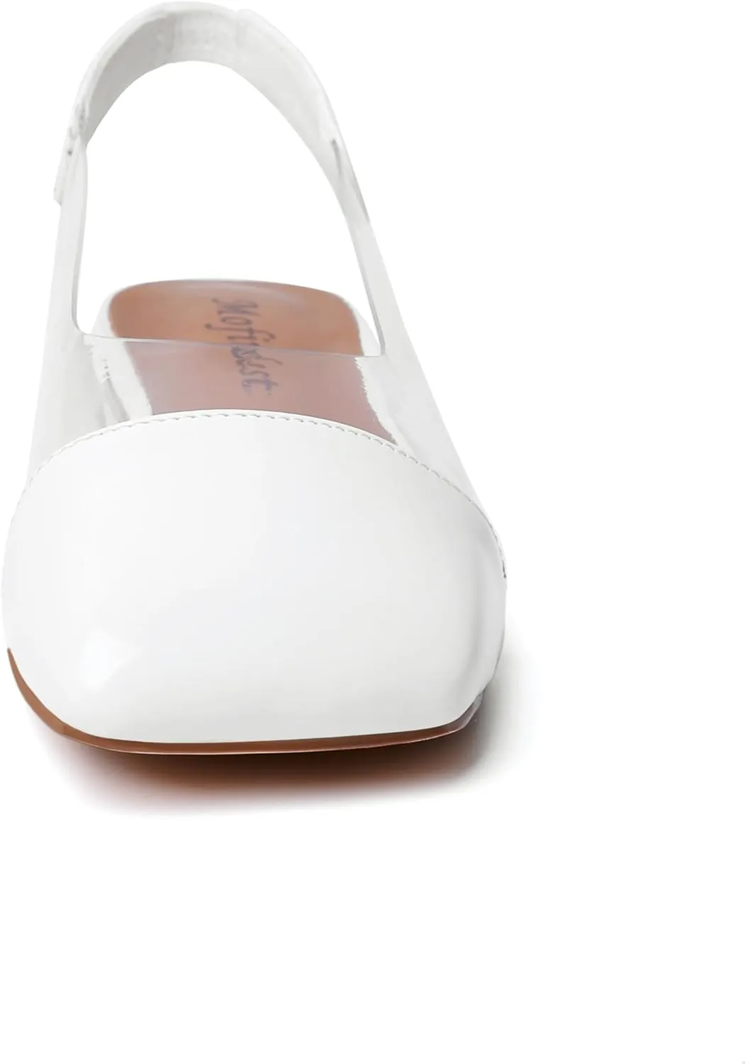 Mofirdast Clear Flats Sandals for Women Square Toe Slingback Flats with Transparent Ankle Strap for Work Weddings Parties
