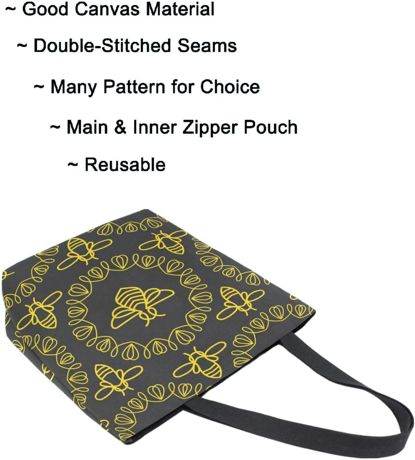 Naanle Ethnic Round Bee Floral Extra Large Tote Long Handle Bags Canvas Reusable Market Beach Travel Gym Shopping Shoulder Bag