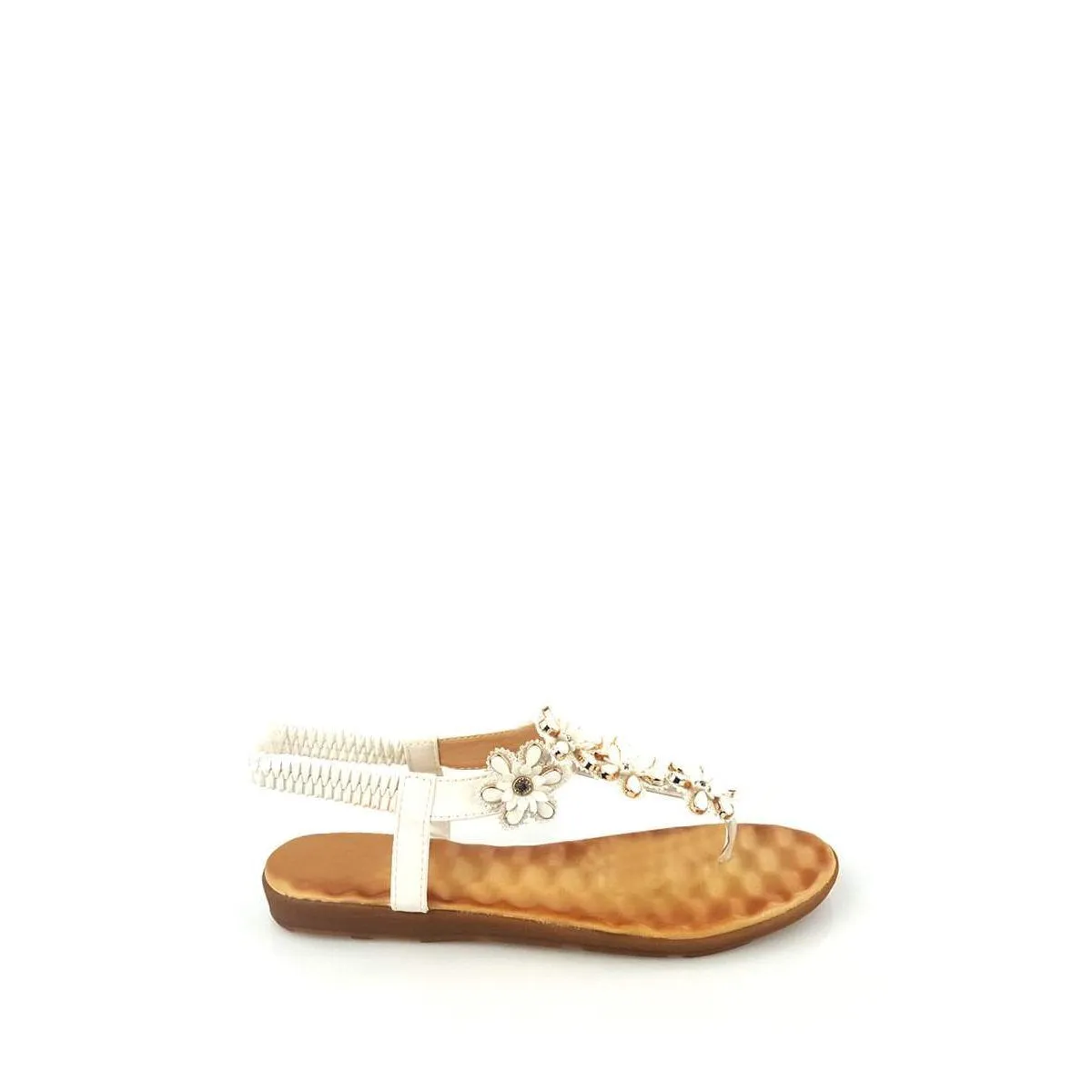 Nairi T-Bar Floral Embellished Toe Post Sandal