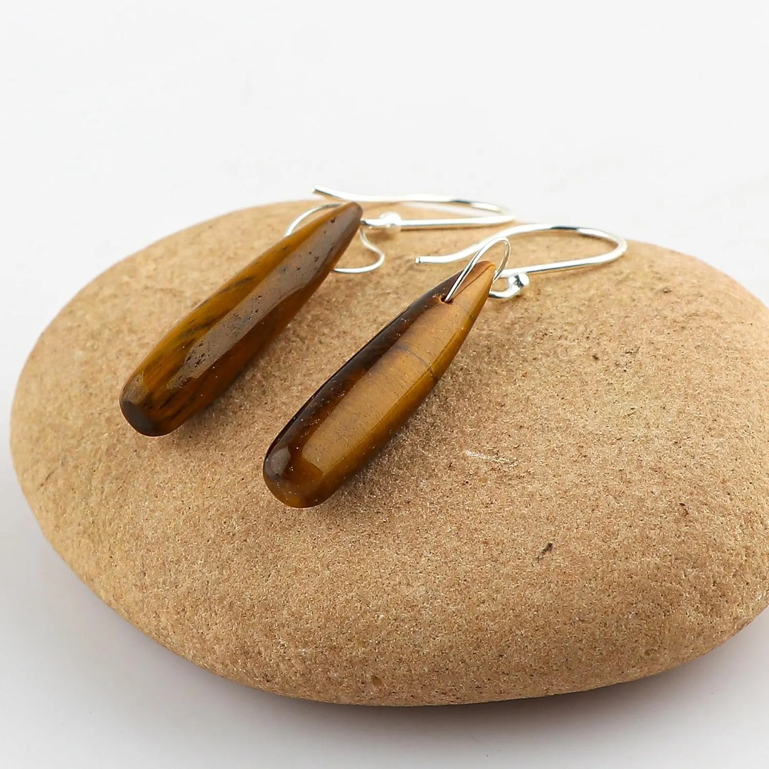 Natural Tiger Eye Gemstones Earrings, Handmade Earrings, 925 Sterling Silver Jewelry, Healing Crystals, AAA Grade Stones, Birthday Daughter Mothers day Gift for Women