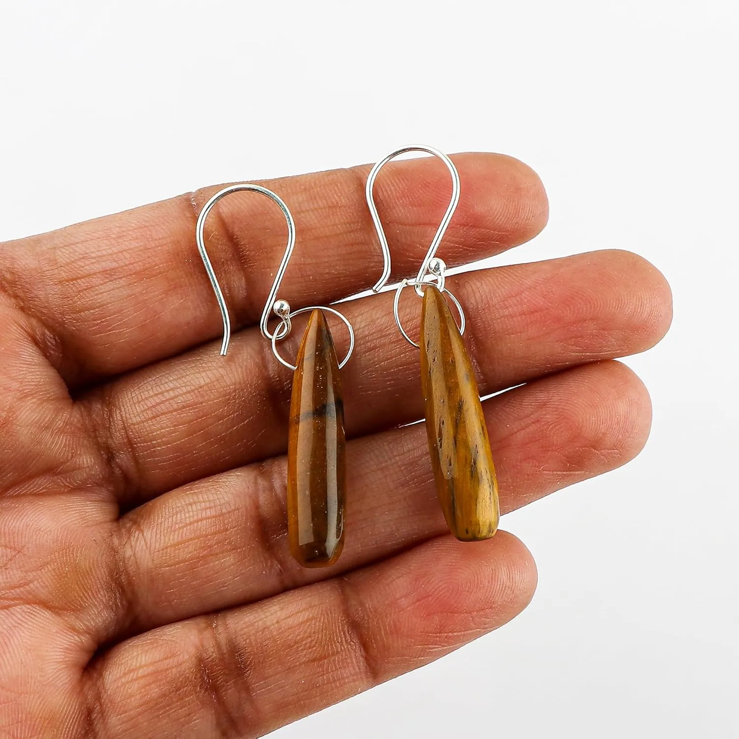 Natural Tiger Eye Gemstones Earrings, Handmade Earrings, 925 Sterling Silver Jewelry, Healing Crystals, AAA Grade Stones, Birthday Daughter Mothers day Gift for Women