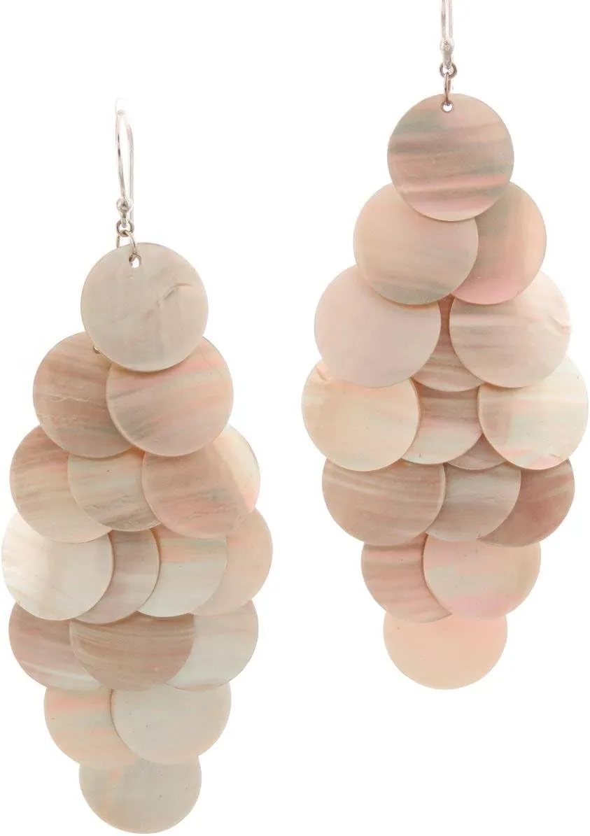 Nautilius Shell 925 Sterling Silver Chandelier Earrings, 3 1/16"