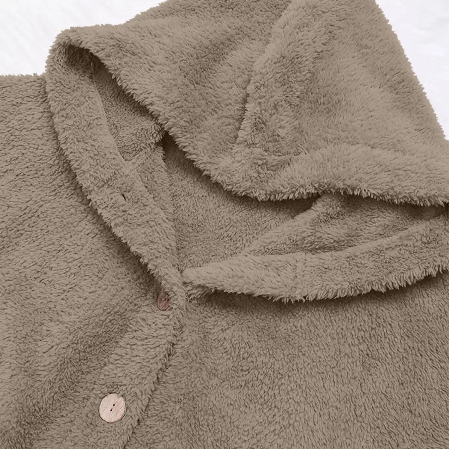 nerohusy Warm Jackets Women Fashion Furry Sherpa Jacket with Hoodie Warm Winter Sherpa Coat Oversized Long Sleeve Outerwear