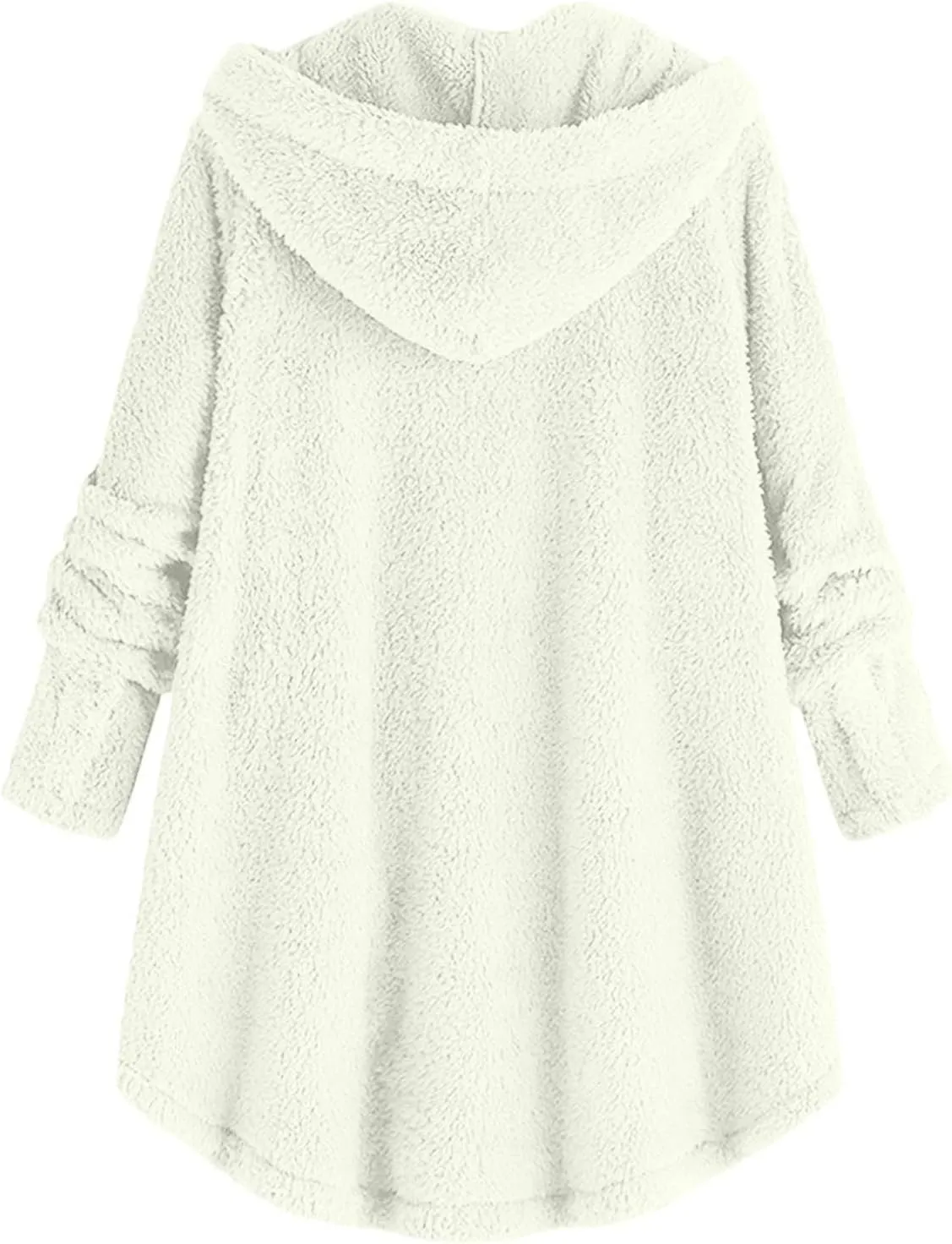 nerohusy Warm Jackets Women Fashion Furry Sherpa Jacket with Hoodie Warm Winter Sherpa Coat Oversized Long Sleeve Outerwear