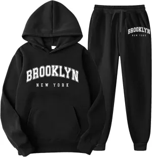 New York Sweatsuit for Women and Man 2 Piece Outfits Oversized Hoodies Drawstring Joggers Sweatpants Fall Tracksuit