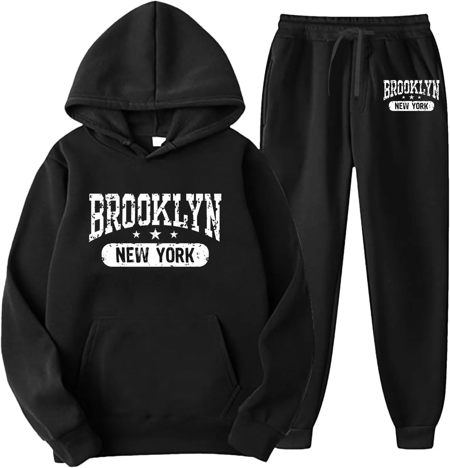 New York Sweatsuit for Women and Man 2 Piece Outfits Oversized Hoodies Drawstring Joggers Sweatpants Fall Tracksuit