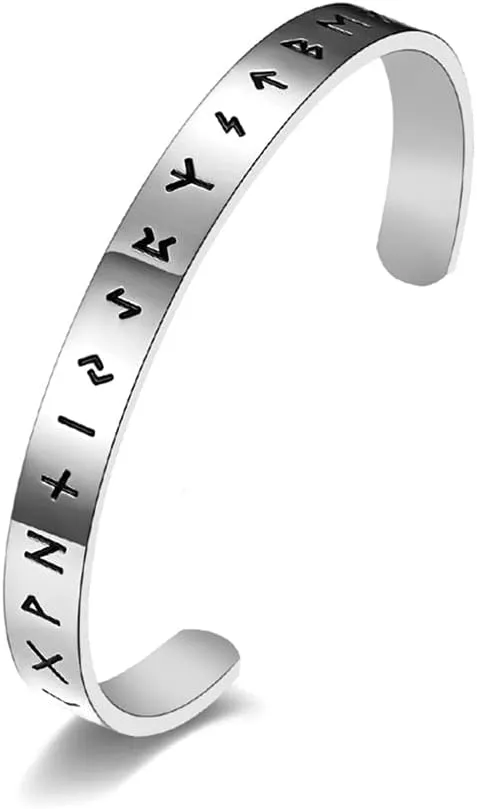 Norse Viking Jewelry Gifts Mens Womens Cuff Bracelet Viking Symbol Bracelets Nordic Alphabet Runes Twist Cuff Bracelet Pagan Amulet Talisman Bangle