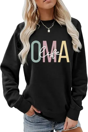 OMA Life Sweatshirt for Women Funny Grandma Crewneck Pullover Sweater Long Sleeve Best Oma Shirts Nana Fall Tops
