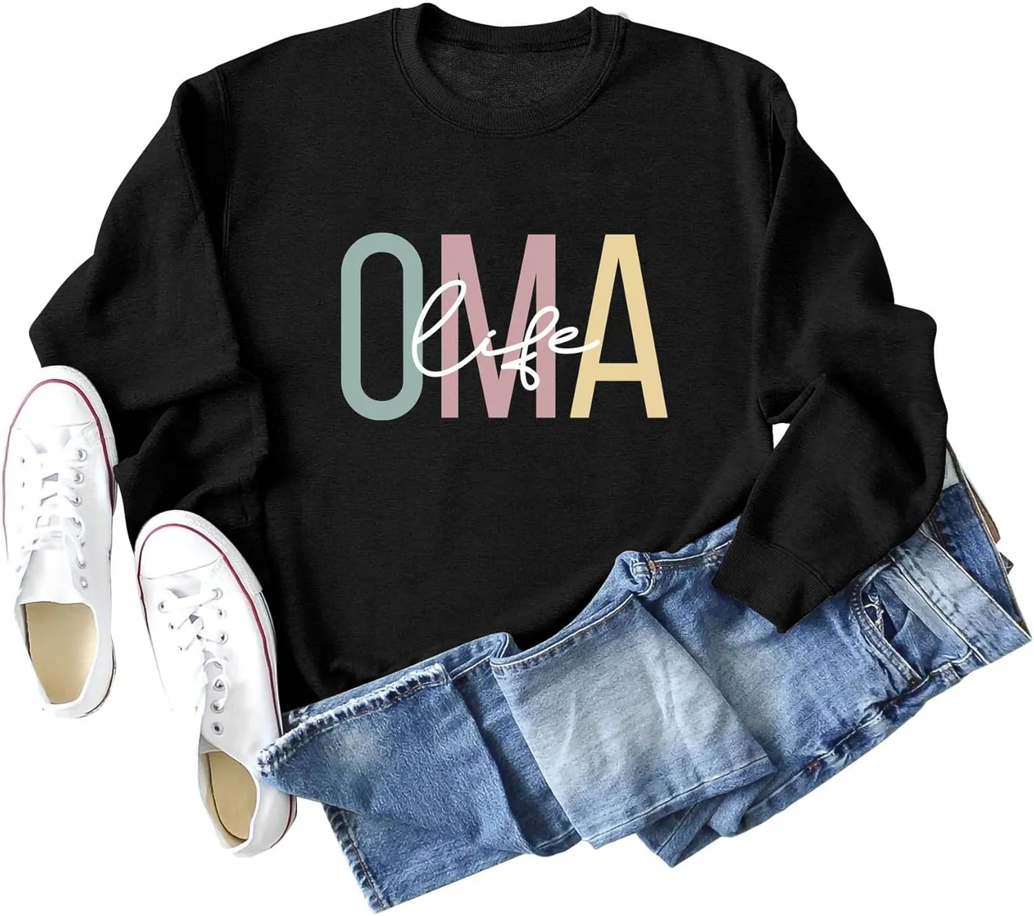 OMA Life Sweatshirt for Women Funny Grandma Crewneck Pullover Sweater Long Sleeve Best Oma Shirts Nana Fall Tops