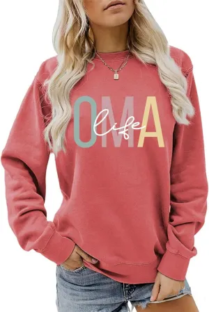 OMA Life Sweatshirt for Women Funny Grandma Crewneck Pullover Sweater Long Sleeve Best Oma Shirts Nana Fall Tops