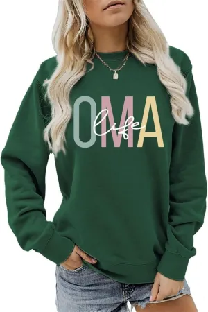 OMA Life Sweatshirt for Women Funny Grandma Crewneck Pullover Sweater Long Sleeve Best Oma Shirts Nana Fall Tops