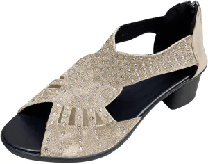 Open Toe Wedges Heels for Women Chunky Heel Fish Mouth Women's Shoes Rhinestone Rear Zipper Fashionable Casual Outer