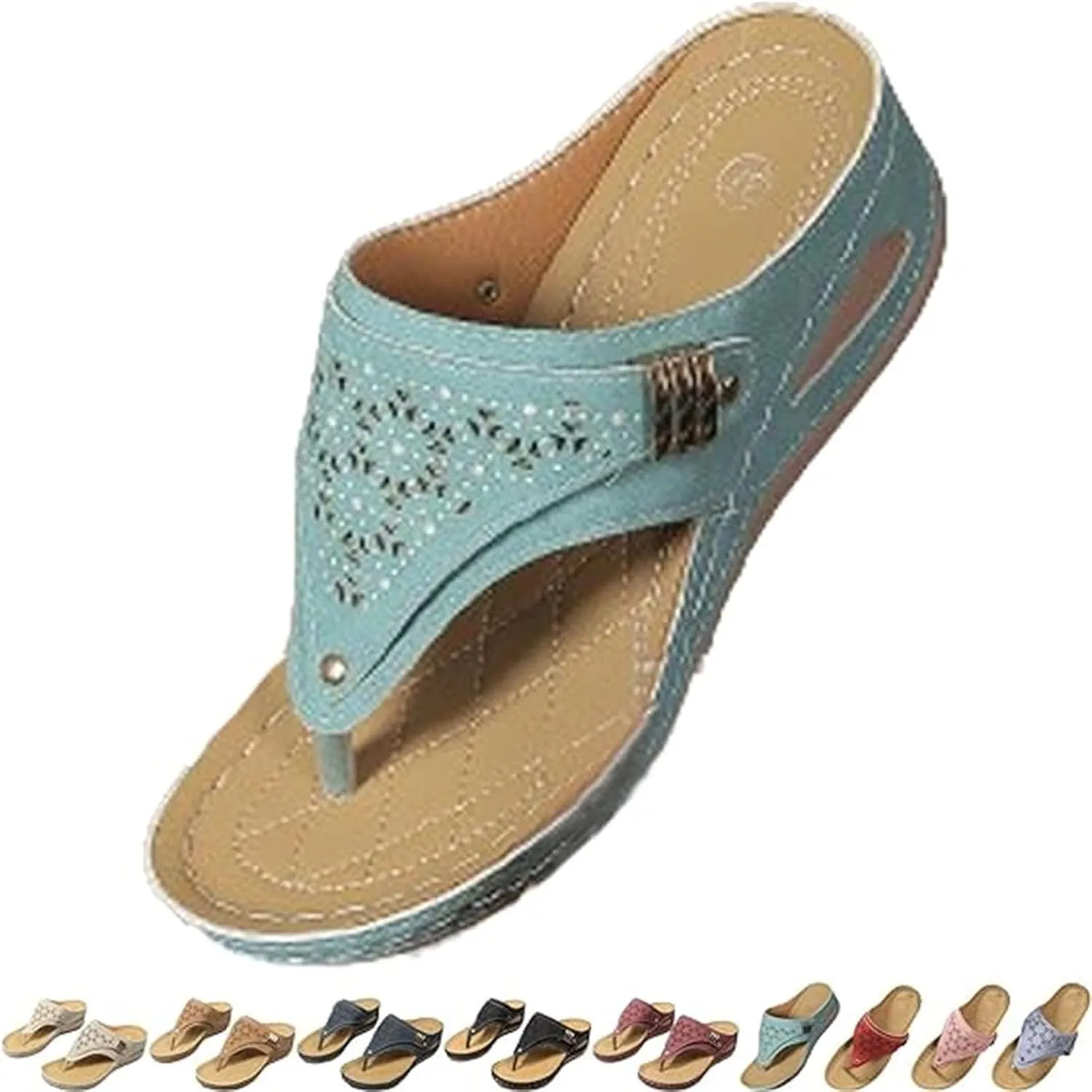 Orthopedic Sandals for Women, Arch Support Wedge Flip Flops 2025 Summer Comfortable Dressy Casual Bohemian Beach Sandal Slippers