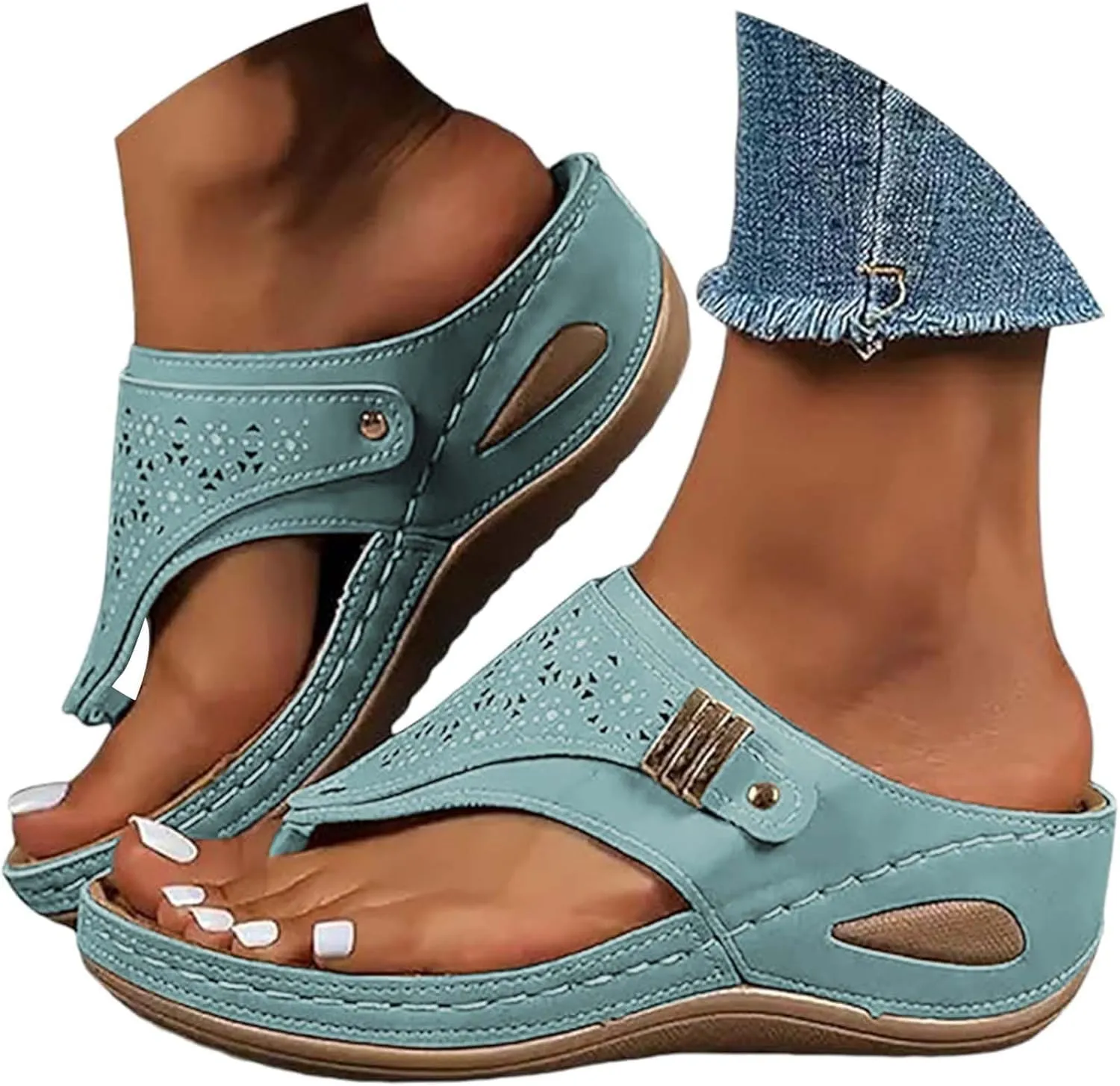 Orthopedic Sandals for Women, Arch Support Wedge Flip Flops 2025 Summer Comfortable Dressy Casual Bohemian Beach Sandal Slippers