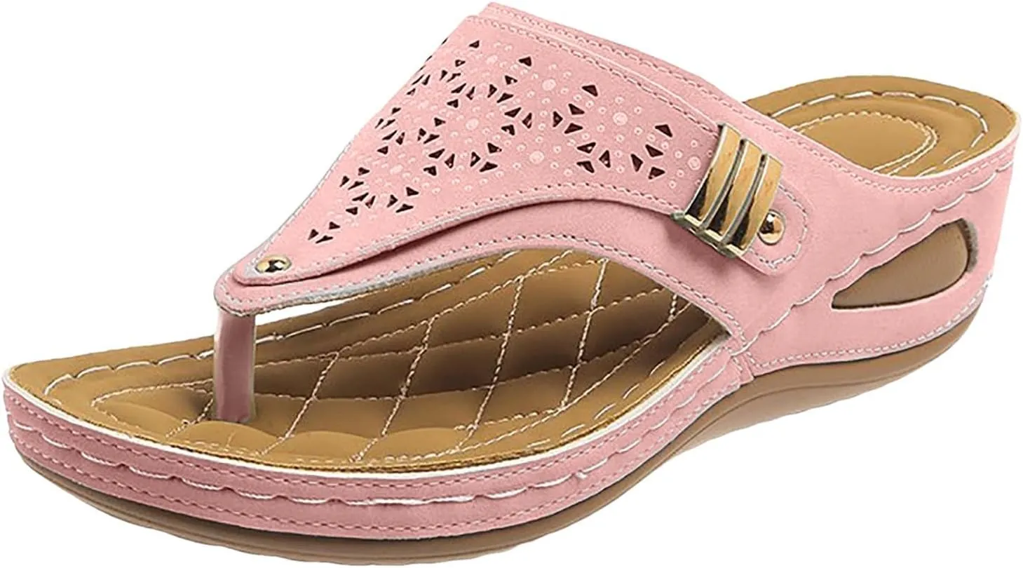 Orthopedic Sandals for Women - Arch Support Wedge Flip Flops, Summer 2025 Comfortable Dressy Casual Beach Slippers