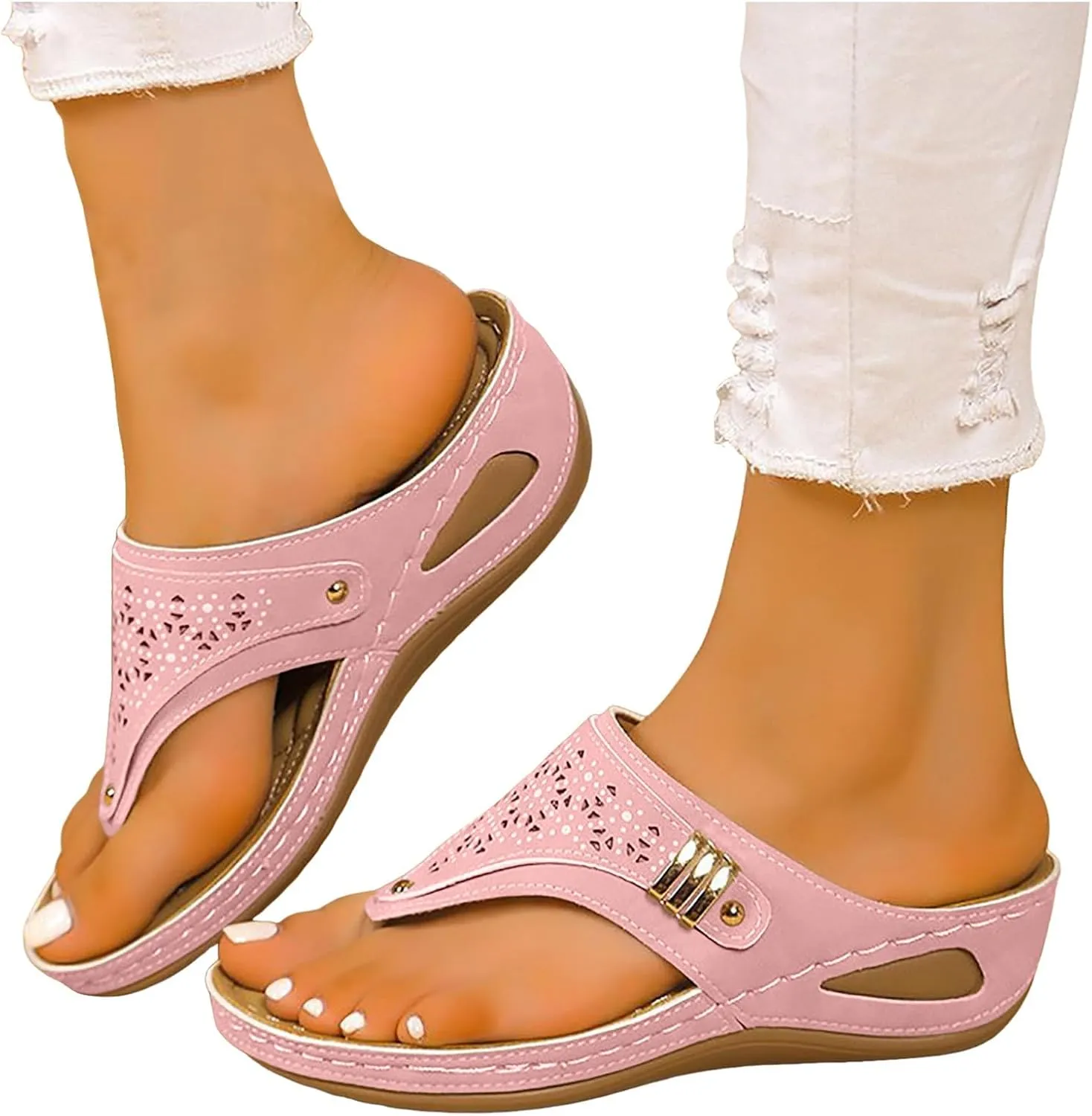 Orthopedic Sandals for Women - Arch Support Wedge Flip Flops, Summer 2025 Comfortable Dressy Casual Beach Slippers