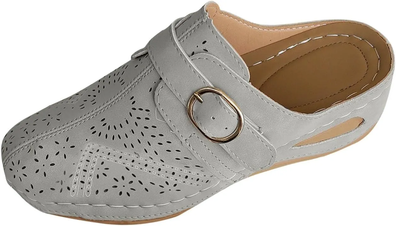 Orthopedic Sandals for Women Closed Toe Cute Mules Women Slip On Summer Mule High Heel Slipper Breathable Wedge Slides