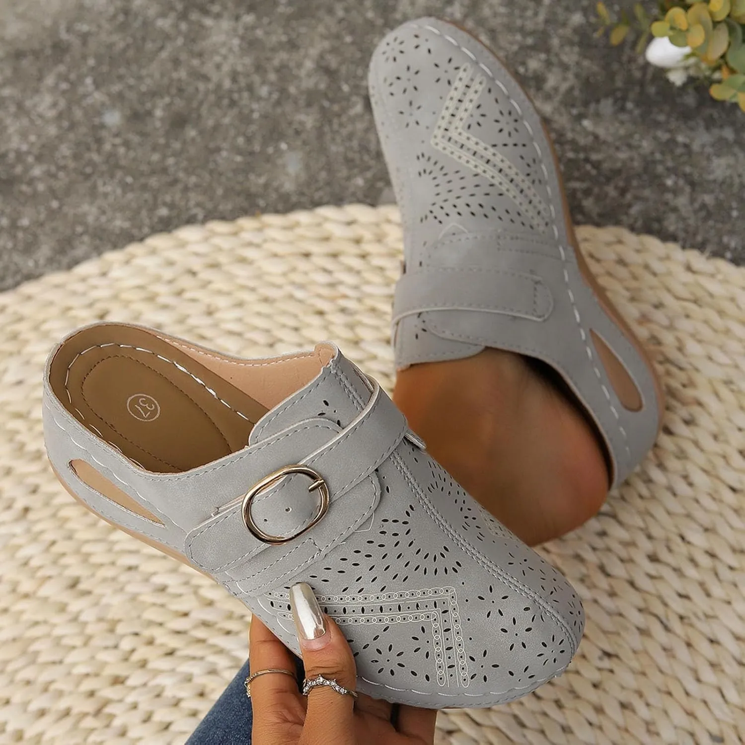 Orthopedic Sandals for Women Closed Toe Cute Mules Women Slip On Summer Mule High Heel Slipper Breathable Wedge Slides