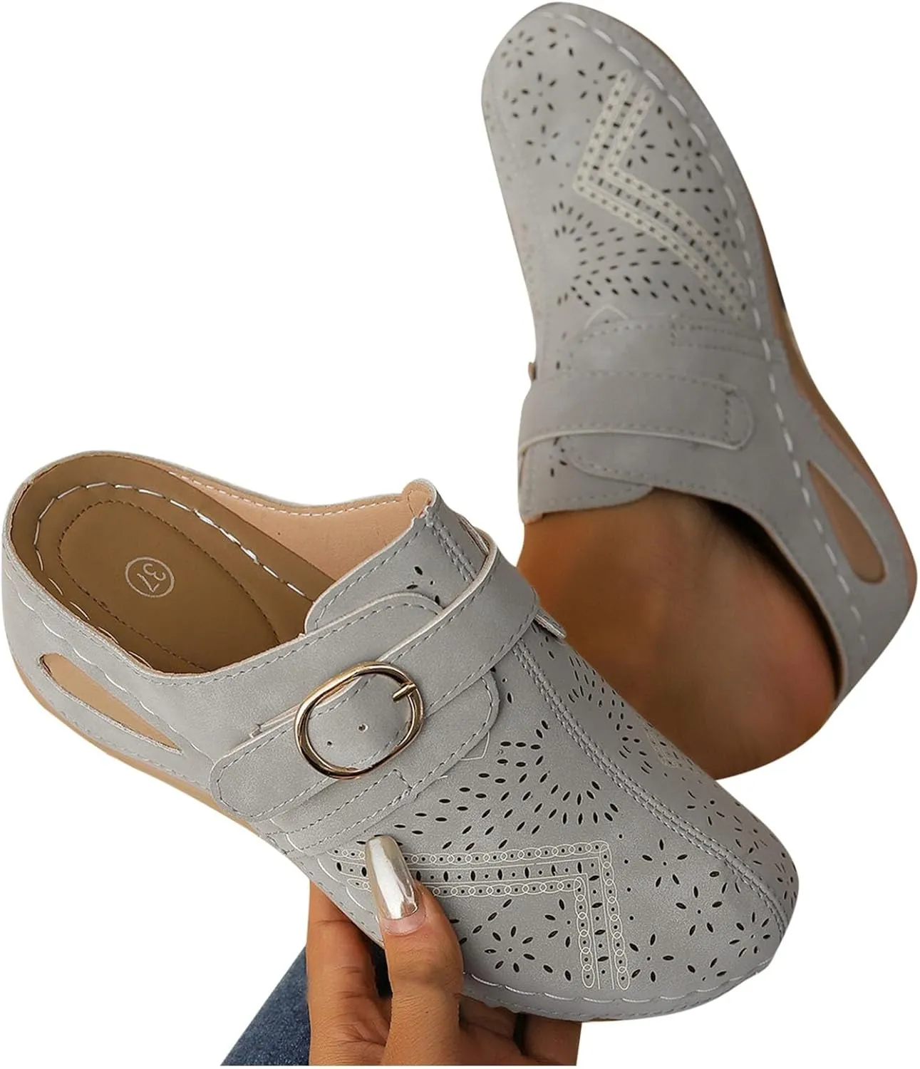 Orthopedic Sandals for Women Closed Toe Cute Mules Women Slip On Summer Mule High Heel Slipper Breathable Wedge Slides